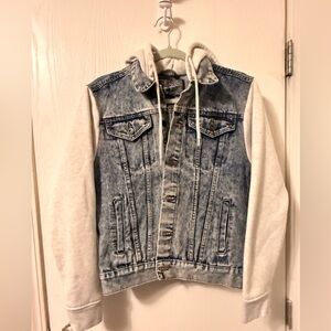 Denim and White Hooded Jacket